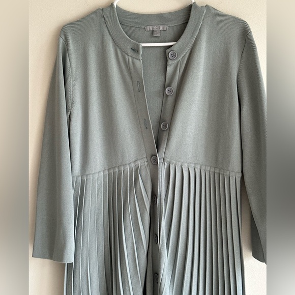 COS Pleated Long Cardigan Tunic Sage Green Minimalist Size S - Picture 7 of 14